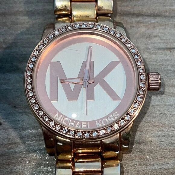 Michael Kors Tibby watch womans rosegold  logo crystal glitz has new battery - Picture 1 of 8